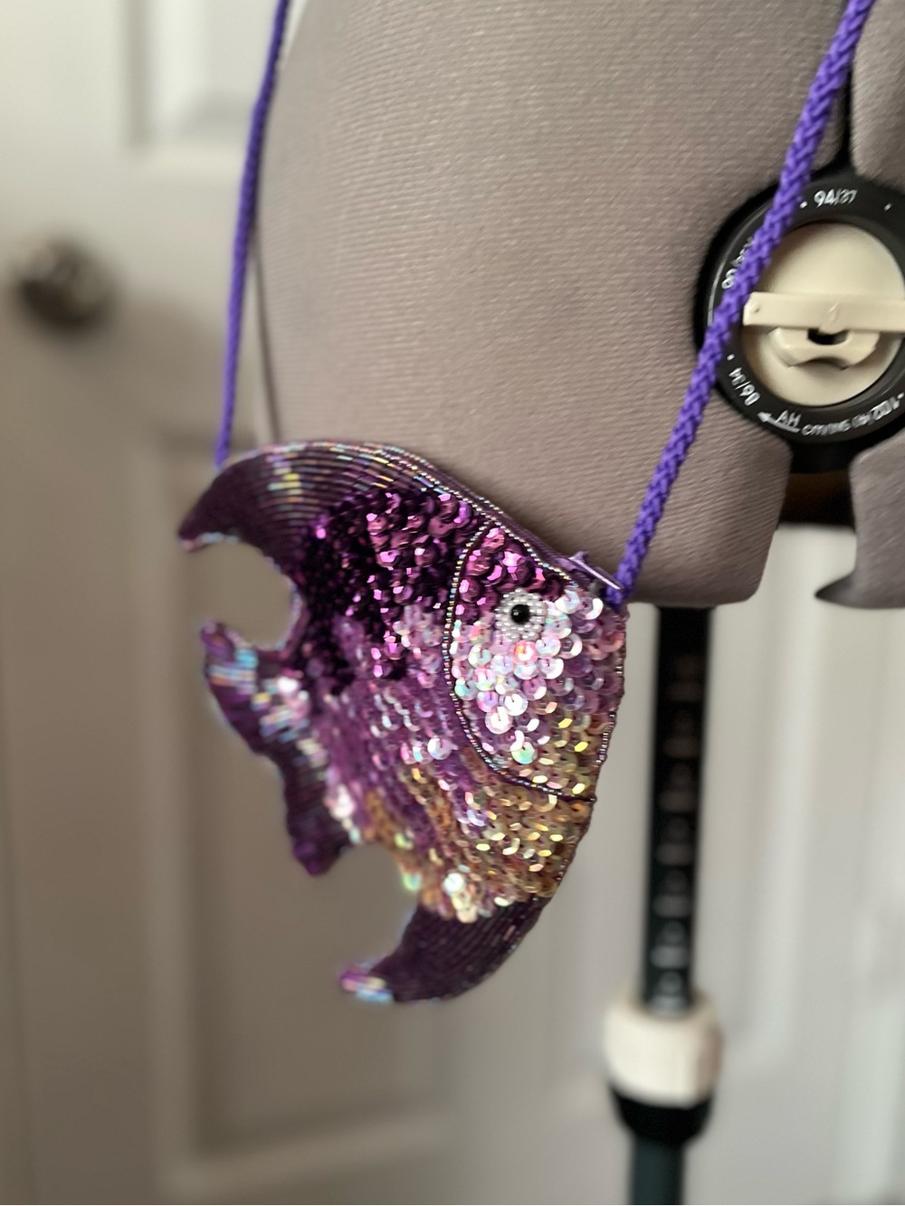 Y2K Funky Sequin Fish Purse, Purple, Small